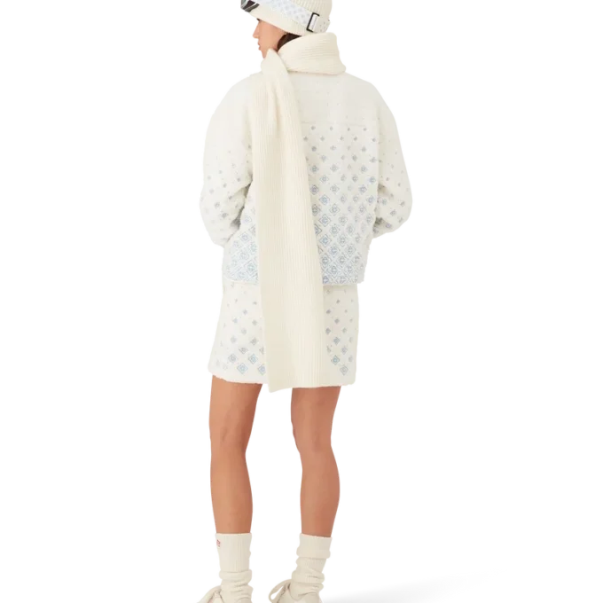 Broderte fleece-miniskjørt med monogram i fargegradient