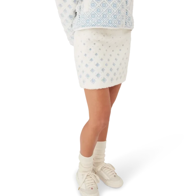 Broderte fleece-miniskjørt med monogram i fargegradient