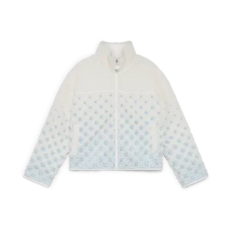 Broderte kort fleecejakke med monogram i fargegradient