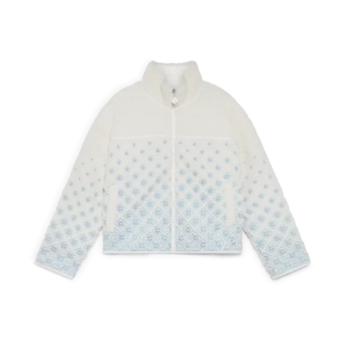 Broderte kort fleecejakke med monogram i fargegradient