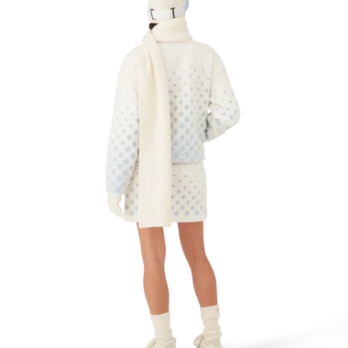 Broderte kort fleecejakke med monogram i fargegradient