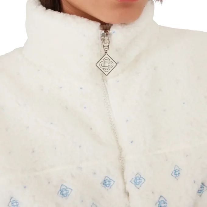 Broderte kort fleecejakke med monogram i fargegradient