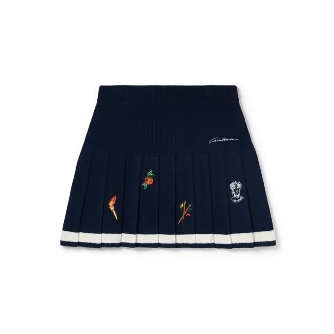 Broderte motiv Ull- og kashmirplissert skjørt Broderte motiv Ull- og kashmirplissert skjørt