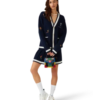 Broderte motiv Ull- og kashmirplissert skjørt