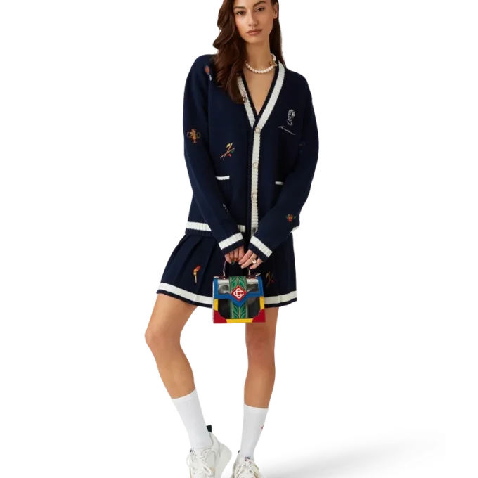 Broderte motiv Ull- og kashmirplissert skjørt Broderte motiv Ull- og kashmirplissert skjørt