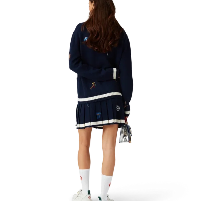 Broderte motiv Ull- og kashmirplissert skjørt Broderte motiv Ull- og kashmirplissert skjørt