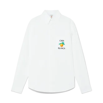 Broderte oransje Oxford-skjorte