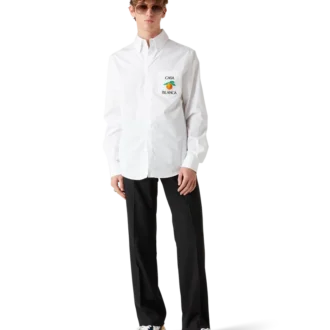 Broderte oransje Oxford-skjorte