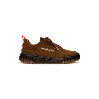 Brun suede court-sneaker for menn