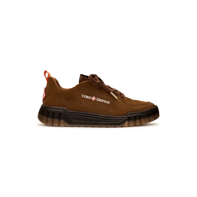 Brun suede court-sneaker for menn