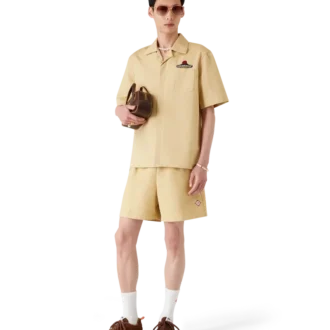 Brun suede court-sneaker for menn