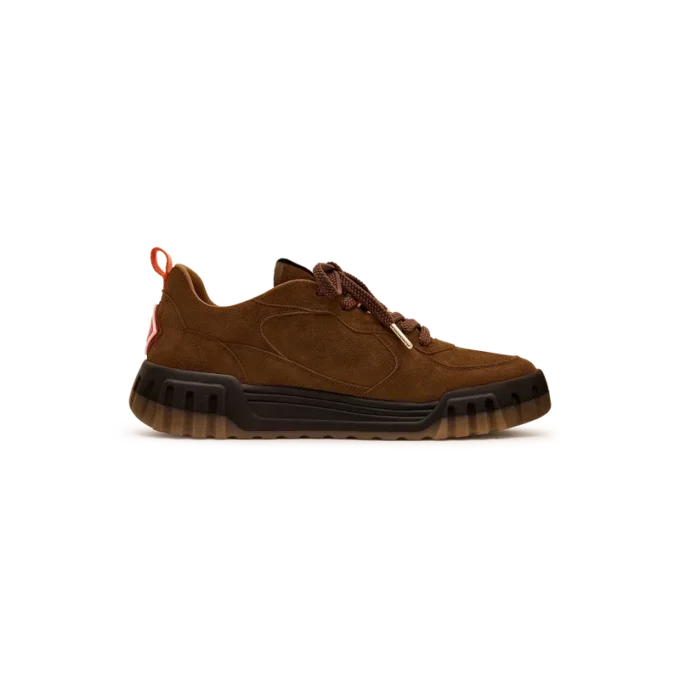 Brun suede court-sneaker for menn