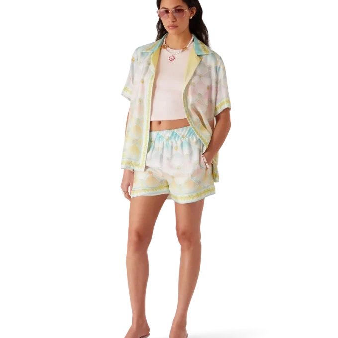 Candy Icons kortærmet skjorte i silketwill