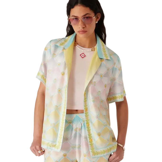 Candy Icons kortærmet skjorte i silketwill