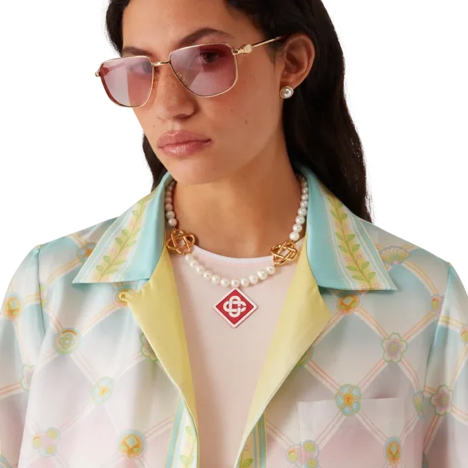 Candy Icons kortærmet skjorte i silketwill