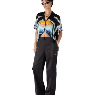 Cargo-bukser i nylon og sateng med fjellkamuflasje