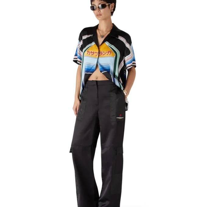 Cargo-bukser i nylon og sateng med fjellkamuflasje