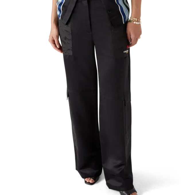 Cargo-bukser i nylon og sateng med fjellkamuflasje