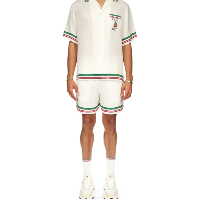 Casa Way silke-skjorte med strikket krage