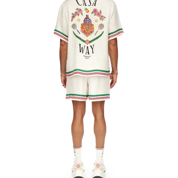 Casa Way silke-skjorte med strikket krage