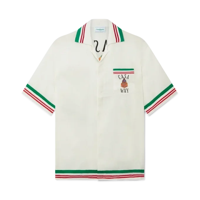 Casa Way silke-skjorte med strikket krage