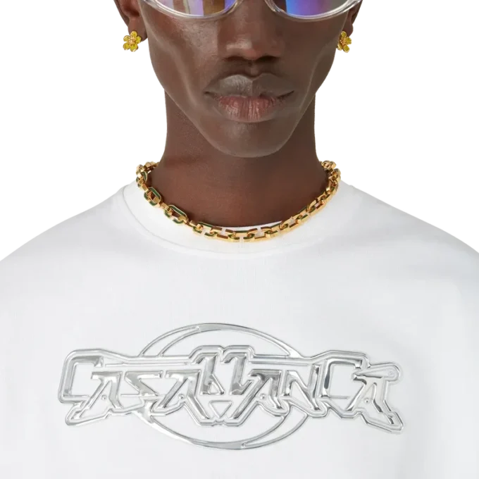 Casablanca Chrome Oversized T-skjorte med korte ermer