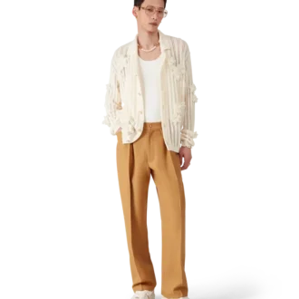 Chinobukser i ull med plissering