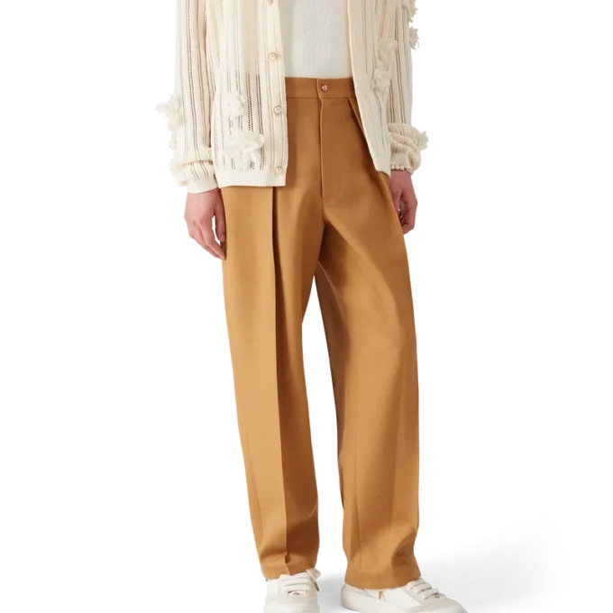 Chinobukser i ull med plissering