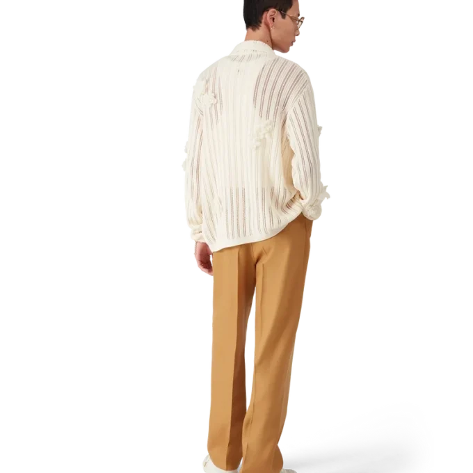 Chinobukser i ull med plissering