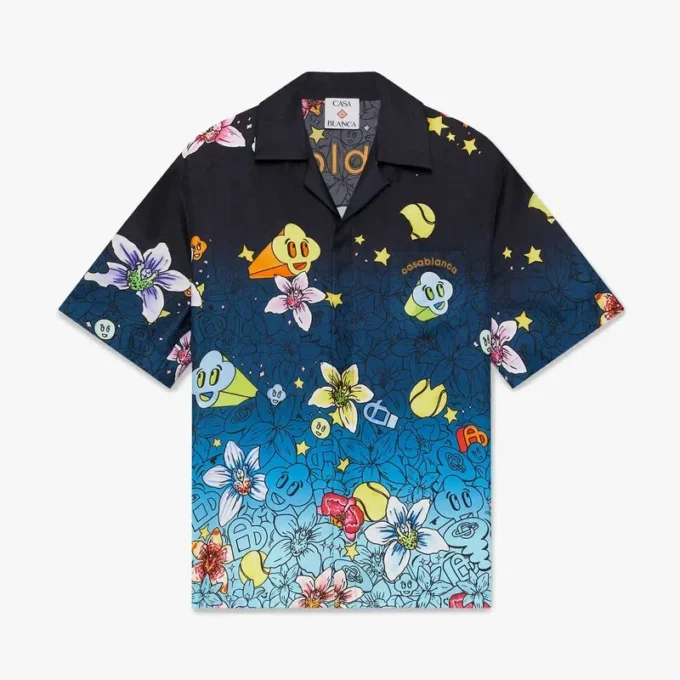 Collage D’icones Graphiques kortærmet silkeskjorte