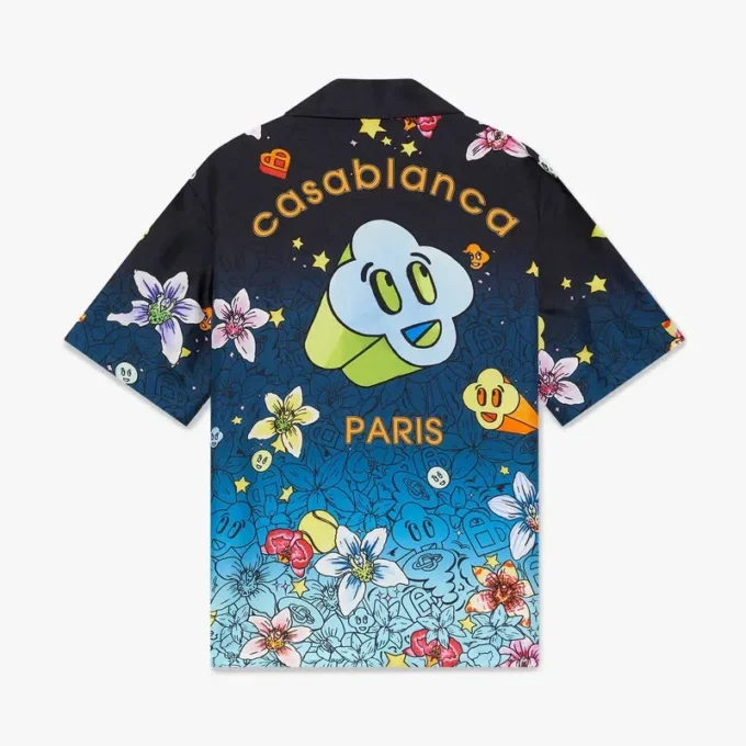 Collage D’icones Graphiques kortærmet silkeskjorte