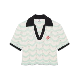 Cotton Wave Crochet Cropped Pique-skjorter