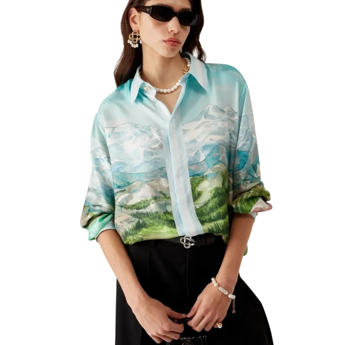 Dalmatian a La Montange langermet silkeskjorte