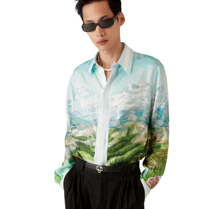 Dalmatian a La Montange langermet silkeskjorte