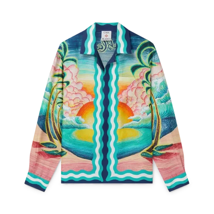 Danse De La Mer langermet silkeskjorte