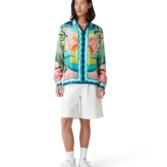 Danse De La Mer langermet silkeskjorte