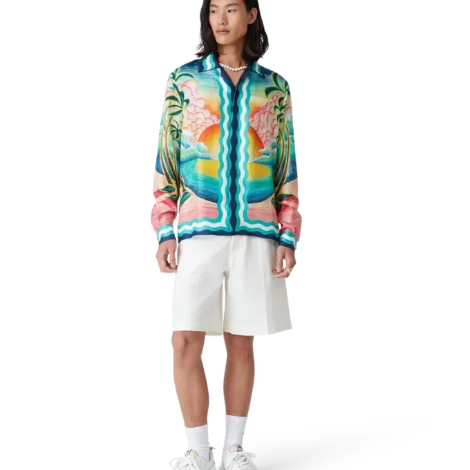 Danse De La Mer langermet silkeskjorte