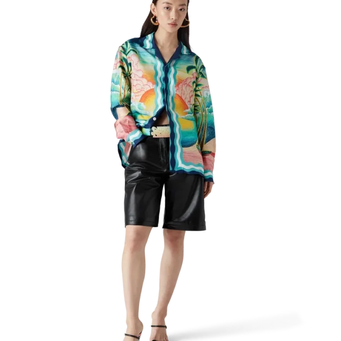 Danse De La Mer langermet silkeskjorte