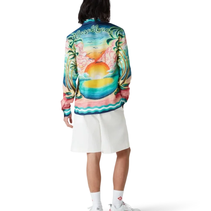 Danse De La Mer langermet silkeskjorte