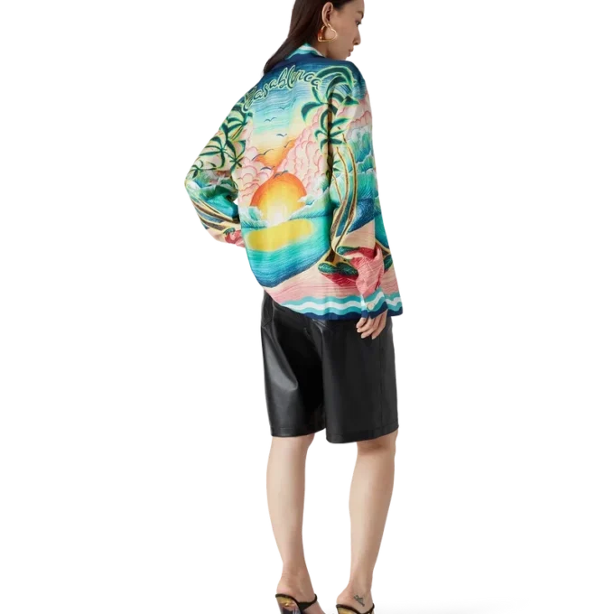 Danse De La Mer langermet silkeskjorte