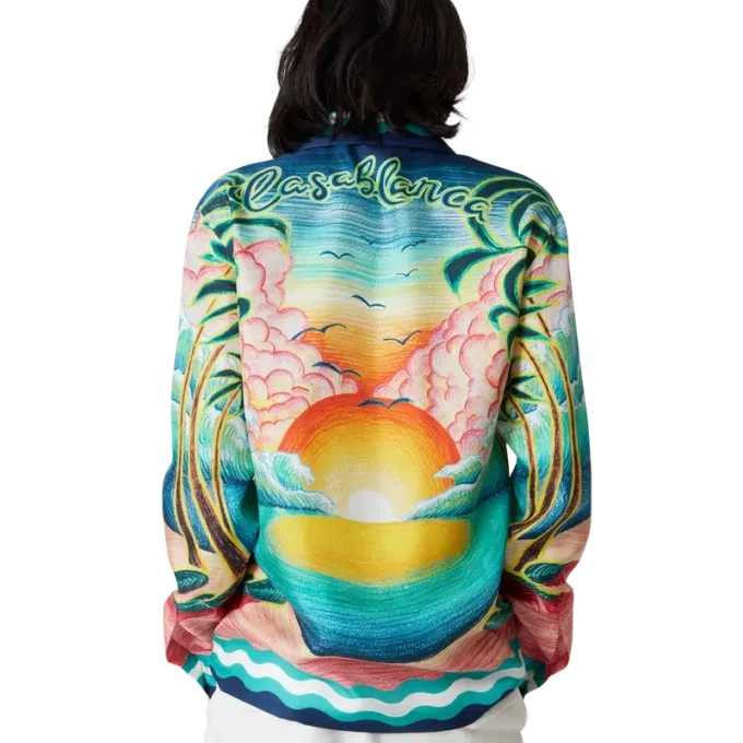 Danse De La Mer langermet silkeskjorte