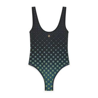 Degrade svart monogram-badedrakt