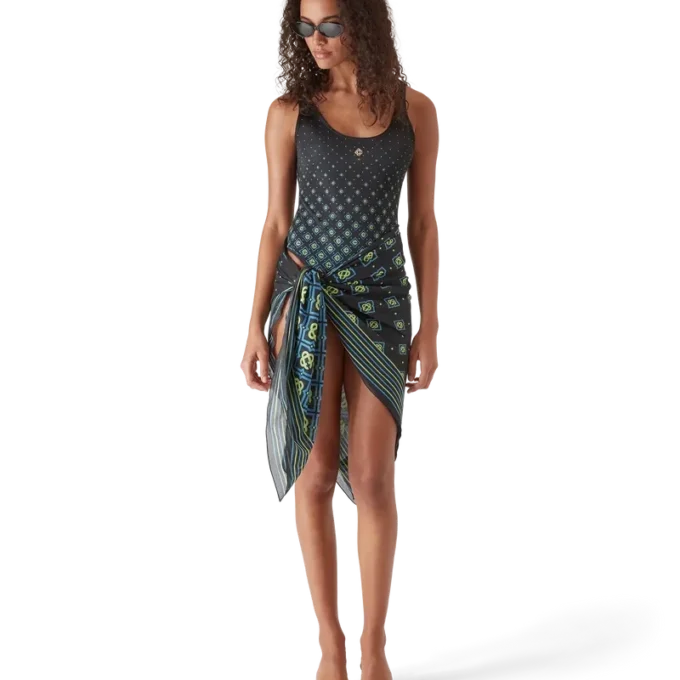 Degrade svart monogram-badedrakt