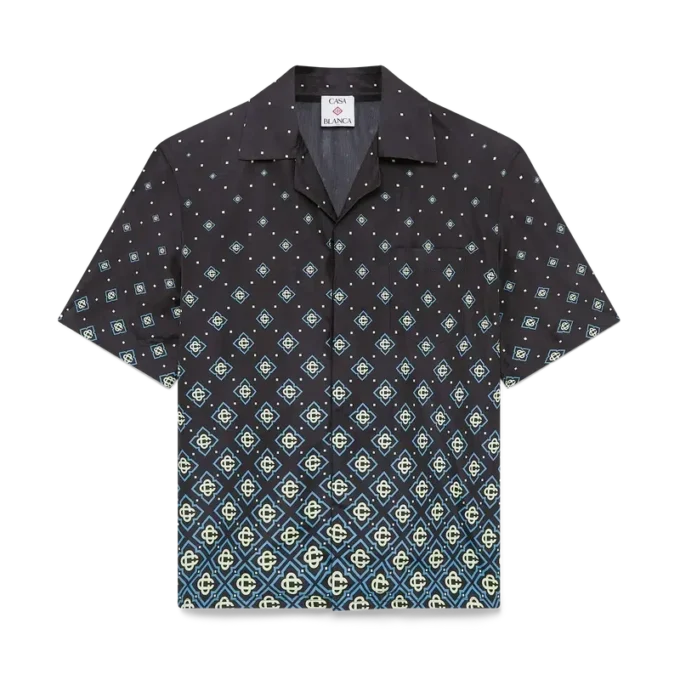 Degrade svart monogram badetøy med korte ermer