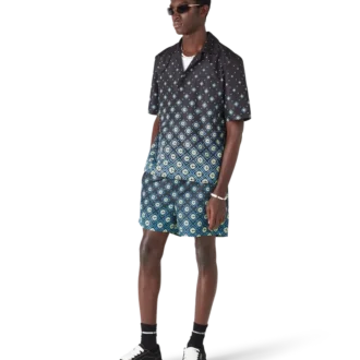 Degrade svart monogram badetøy med korte ermer