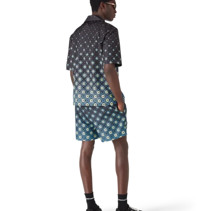 Degrade svart monogram badetøy med korte ermer