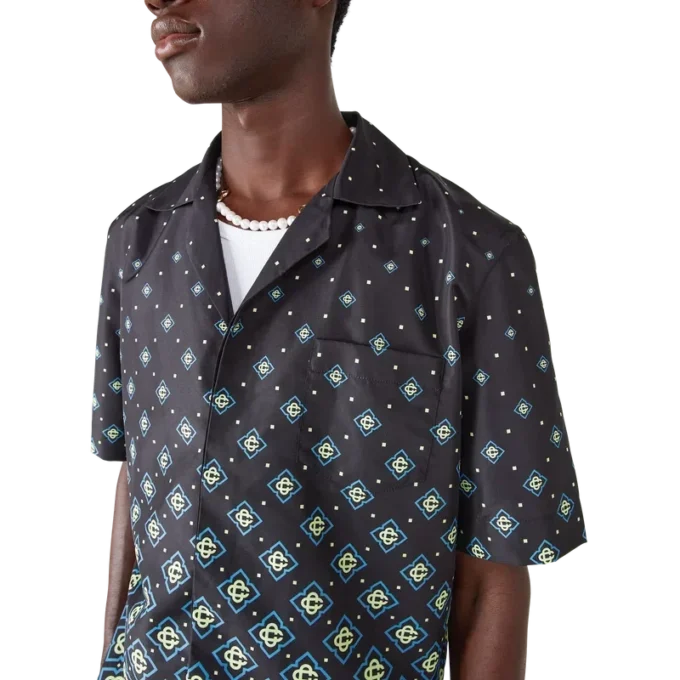 Degrade svart monogram badetøy med korte ermer