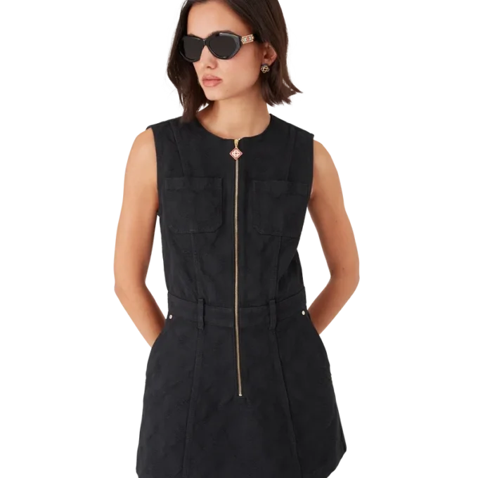 Denim Monogram Zip Kjole