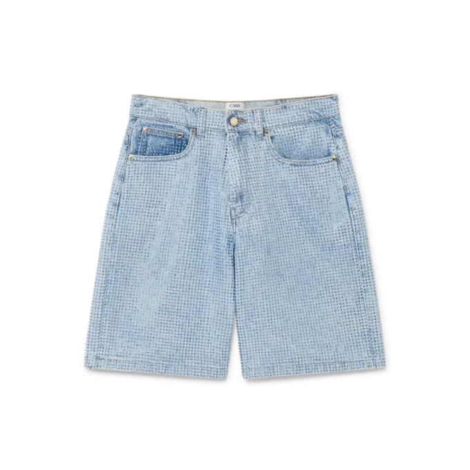 Denim Shorts med krystallpynt