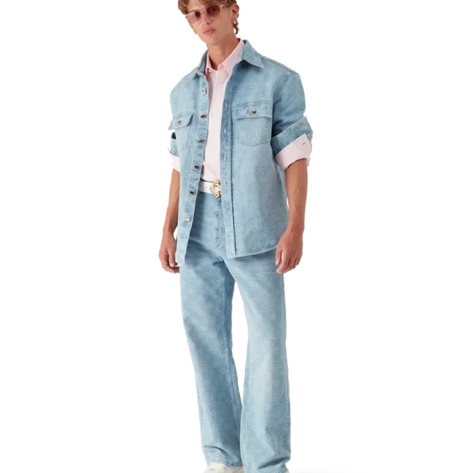 Denim-skjorte med monogram